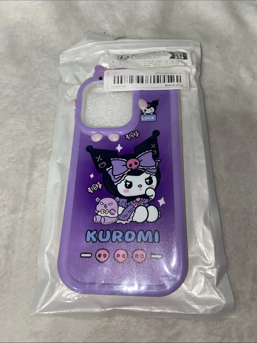 Kuromi Purple Cute Character Silicone iPhone 14 Pro Case